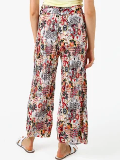 Solada Pantaloni donna plissettati a gamba larga con stampe - bianco