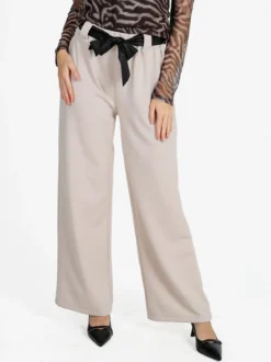 Solada Pantaloni donna vita alta a gamba larga - beige