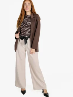 Solada Pantaloni donna vita alta a gamba larga - beige