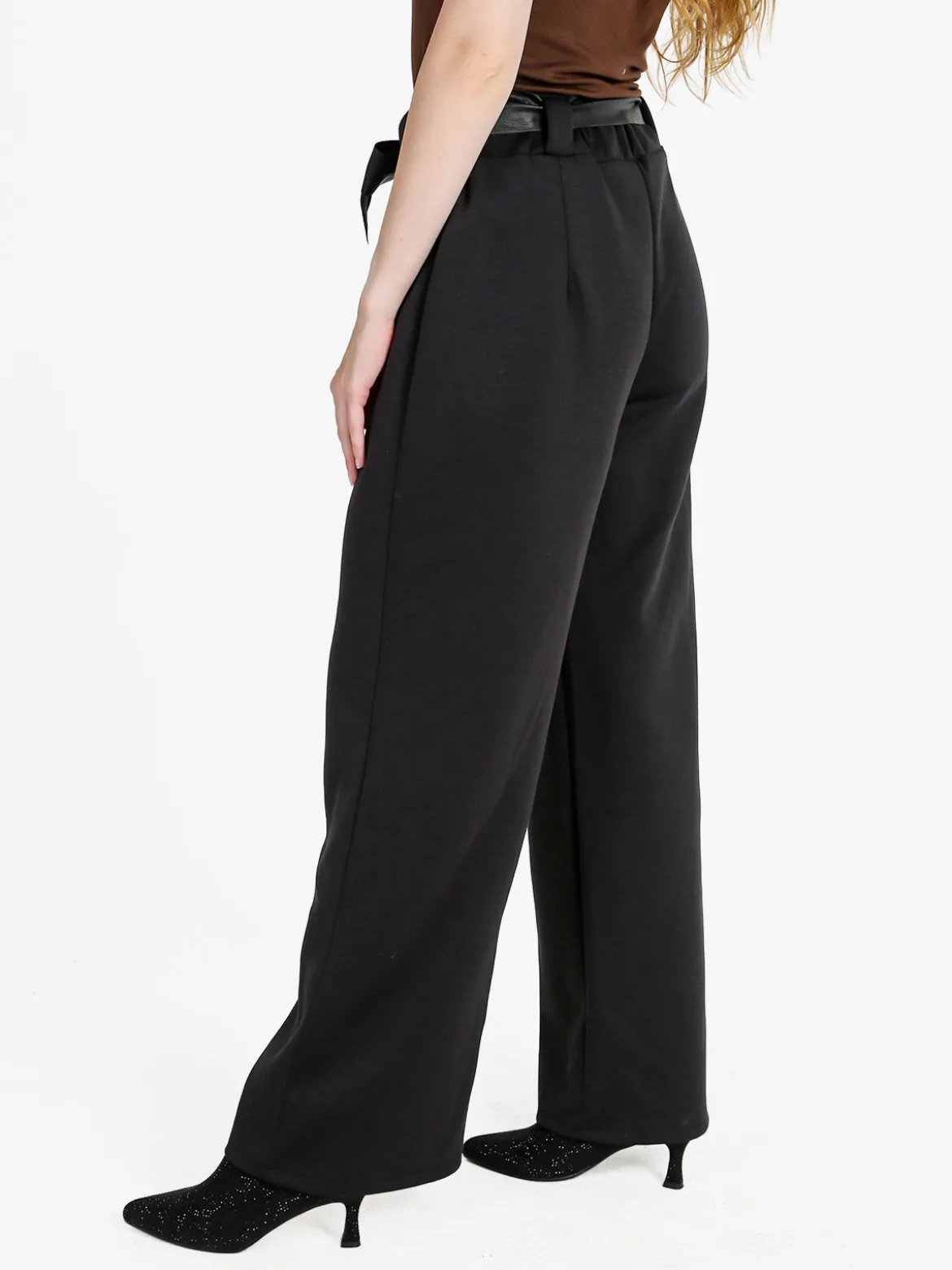 Solada Pantaloni donna vita alta a gamba larga - nero