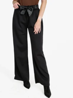 Solada Pantaloni donna vita alta a gamba larga - nero