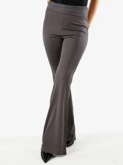 Solada Pantaloni eleganti a zampa con pizzo in vita - grigio scuro