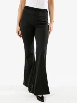 Solada Pantaloni eleganti a zampa con pizzo in vita - nero