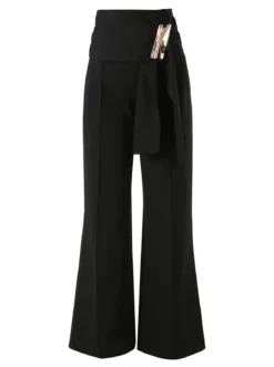 Solada Pantaloni eleganti da donna a vita alta con dettaglio - nero