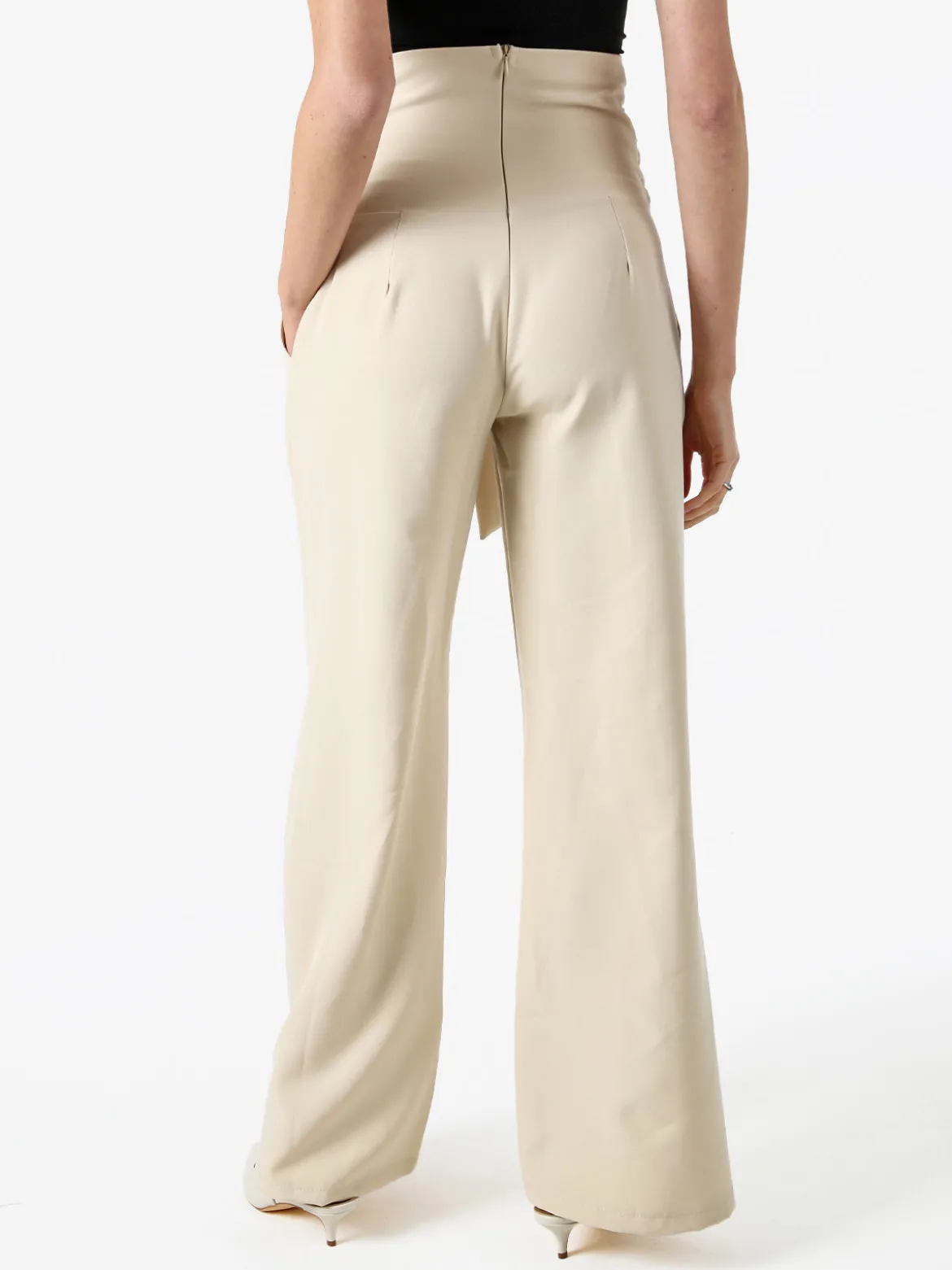 Solada Pantaloni eleganti da donna a vita alta con dettaglio - beige