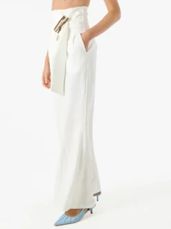 Solada Pantaloni eleganti da donna a vita alta con dettaglio - bianco
