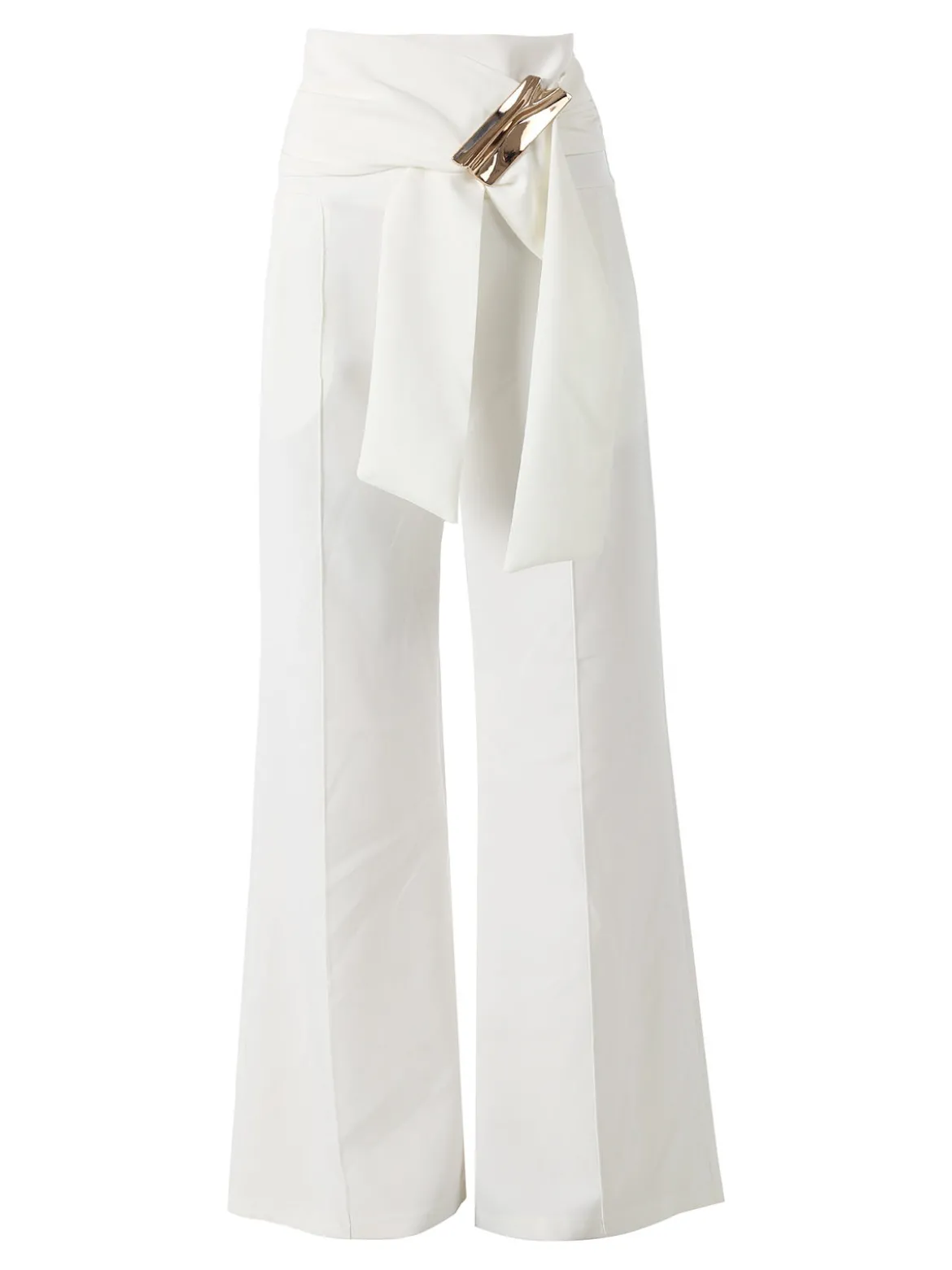 Solada Pantaloni eleganti da donna a vita alta con dettaglio - bianco