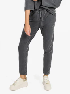 Solada Pantaloni sportivi da donna in cotone con coulisse - grigio scuro