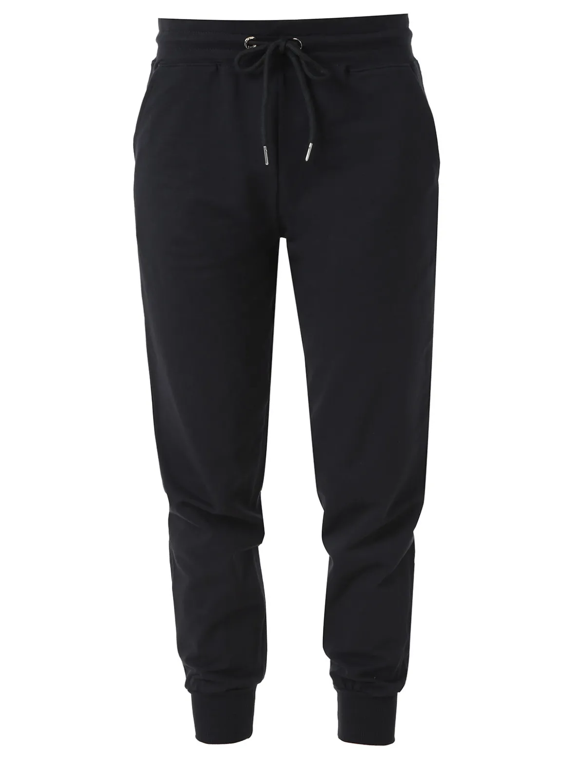 Solada Pantaloni tuta da donna in cotone con coulisse e polsini - nero