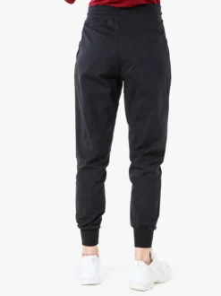 Solada Pantaloni tuta da donna in cotone con coulisse e polsini - nero