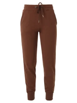 Solada Pantaloni tuta da donna in cotone con coulisse e polsini - marrone