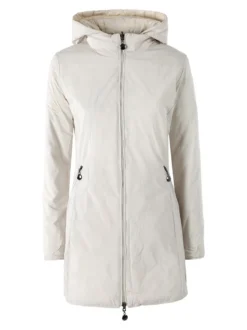 Solada Piumino donna lungo reversibile con cappuccio - panna