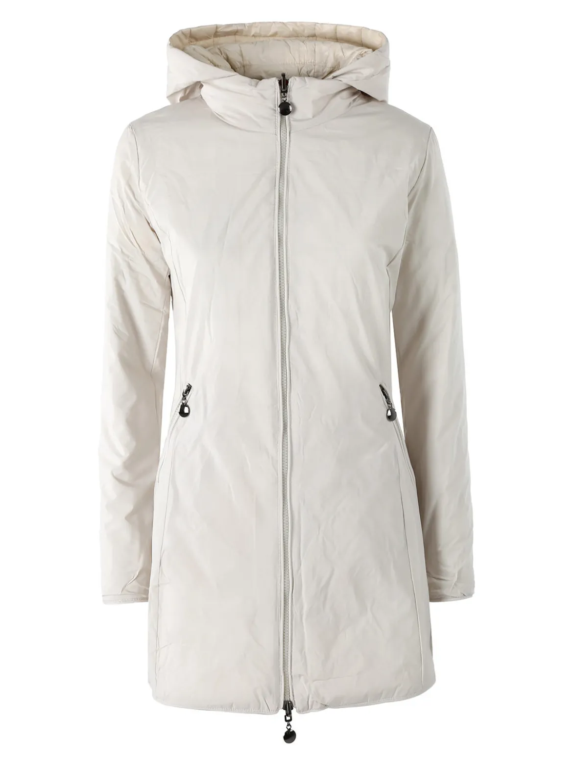 Solada Piumino donna lungo reversibile con cappuccio - panna