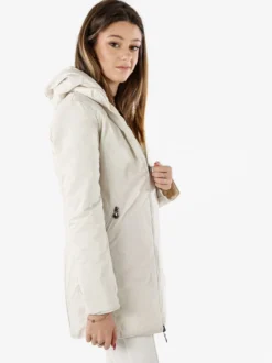 Solada Piumino donna lungo reversibile con cappuccio - panna