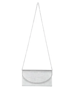 Solada Pochette donna glitter con profilo di strass - argento