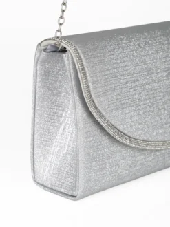 Solada Pochette donna glitter con profilo di strass - argento