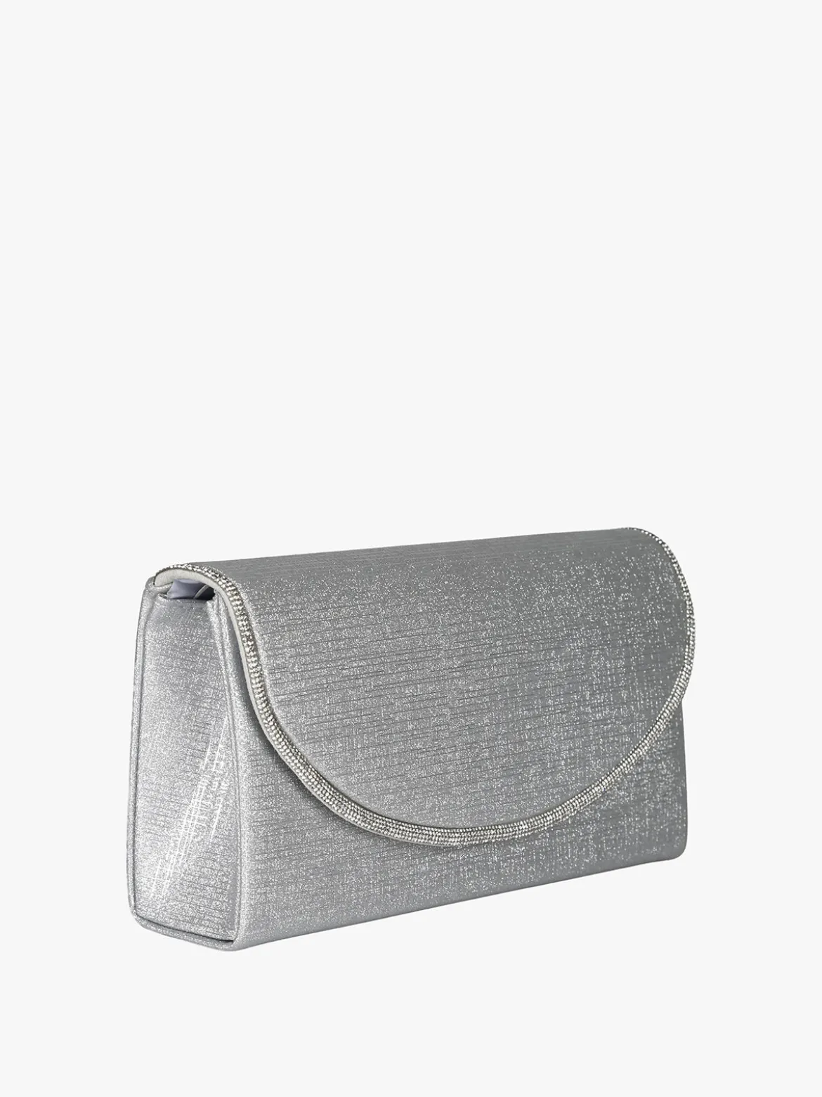 Solada Pochette donna glitter con profilo di strass - argento