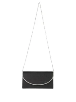 Solada Pochette donna glitter con profilo di strass - nero