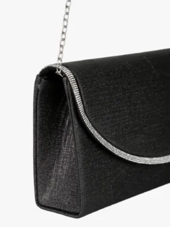 Solada Pochette donna glitter con profilo di strass - nero