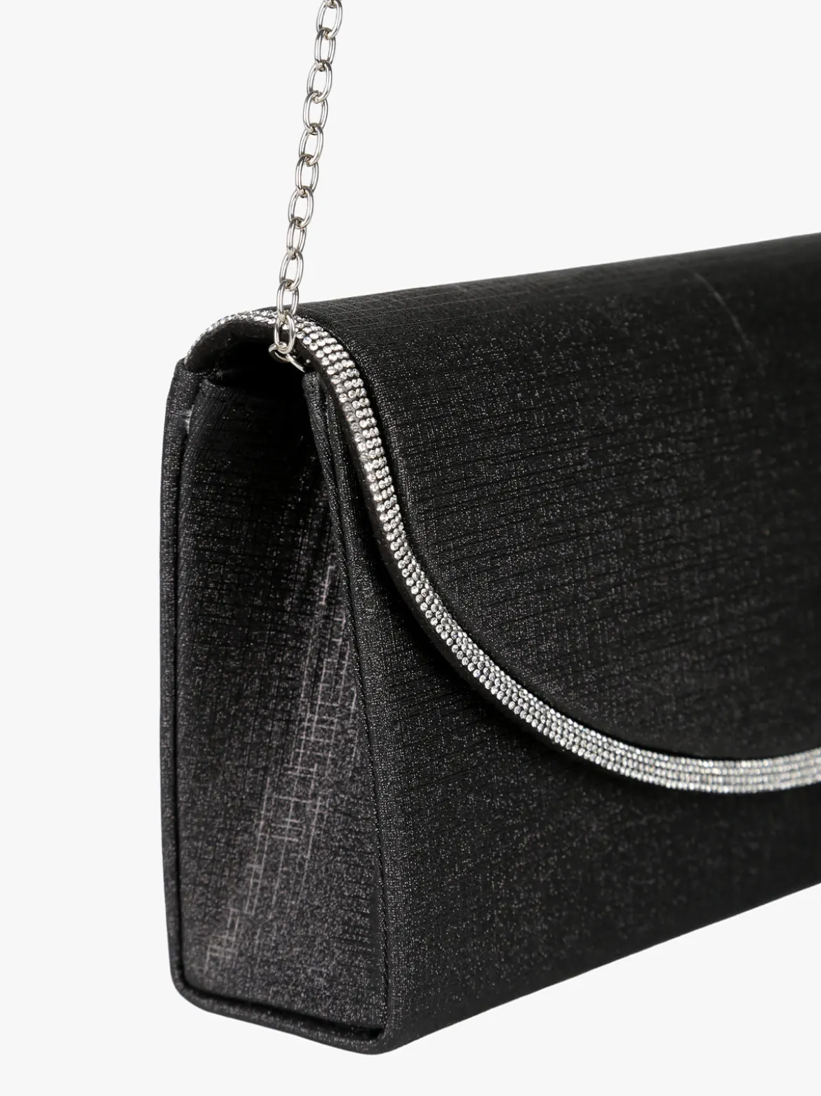 Solada Pochette donna glitter con profilo di strass - nero