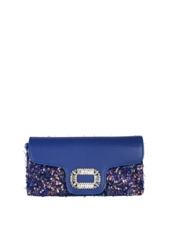 Solada Pochette gioiello da donna con paillettes - blu