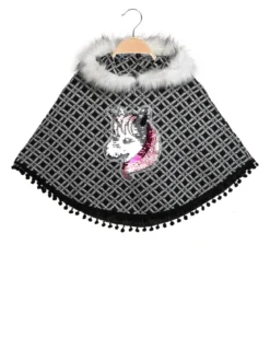 Solada Poncho da bambina con unicorno di paillettes