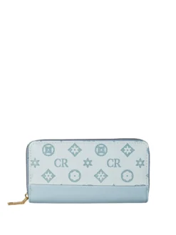 Solada Portafoglio donna con stampa monogramma e zip - azzurro
