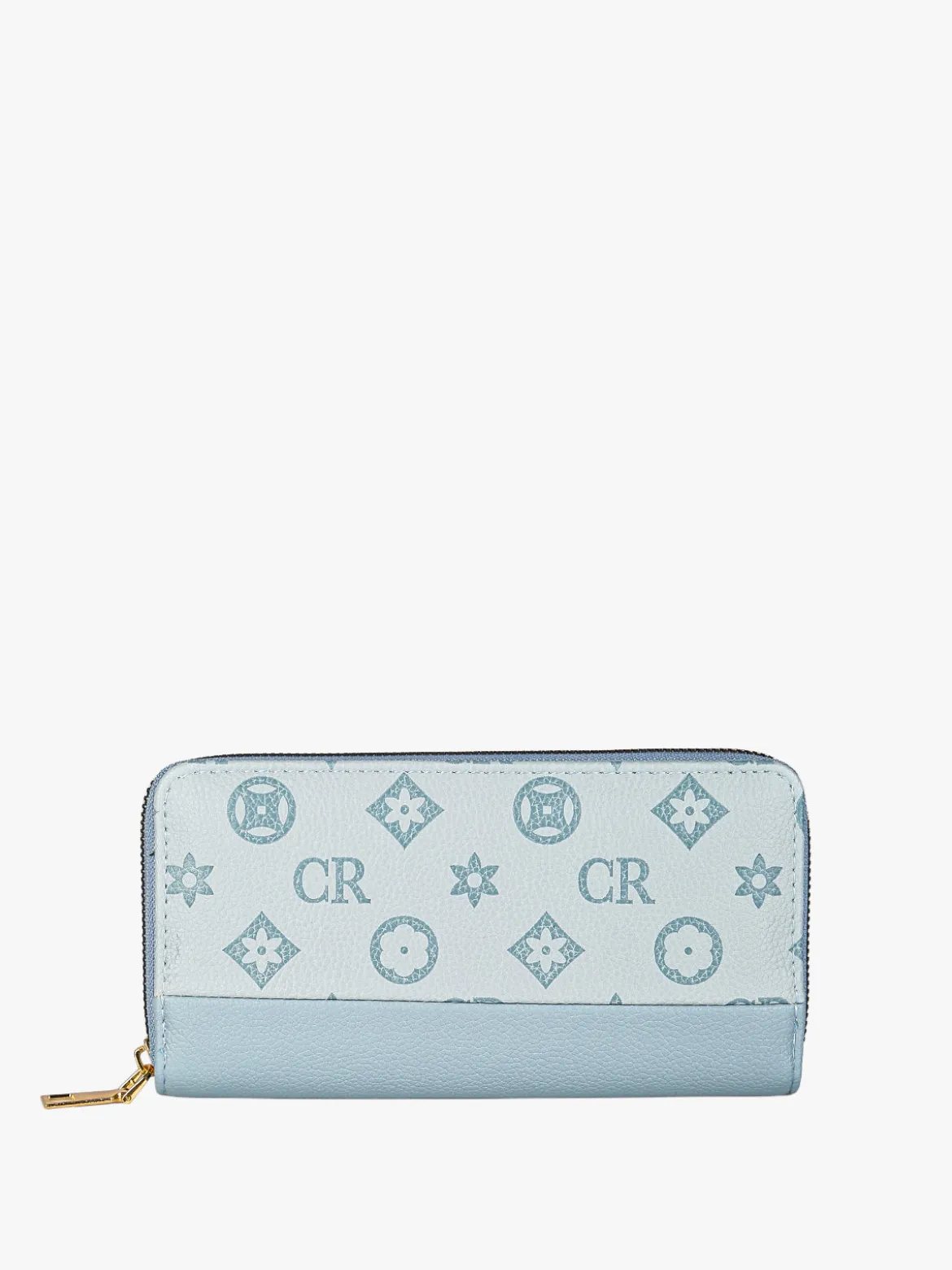 Solada Portafoglio donna con stampa monogramma e zip - azzurro