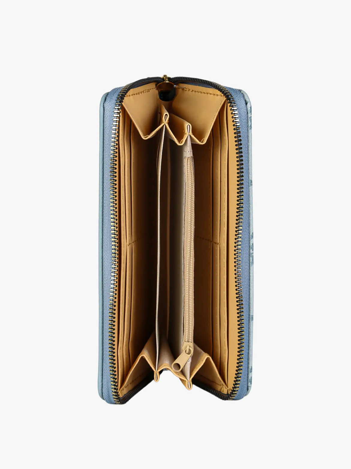 Solada Portafoglio donna con stampa monogramma e zip - azzurro