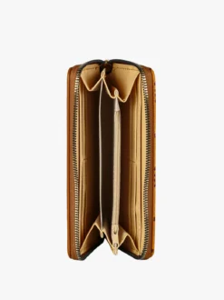 Solada Portafoglio donna con stampa monogramma e zip - cuoio