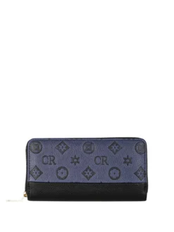 Solada Portafoglio donna con stampa monogramma e zip - nero