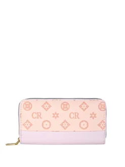 Solada Portafoglio donna con stampa monogramma e zip - rosa