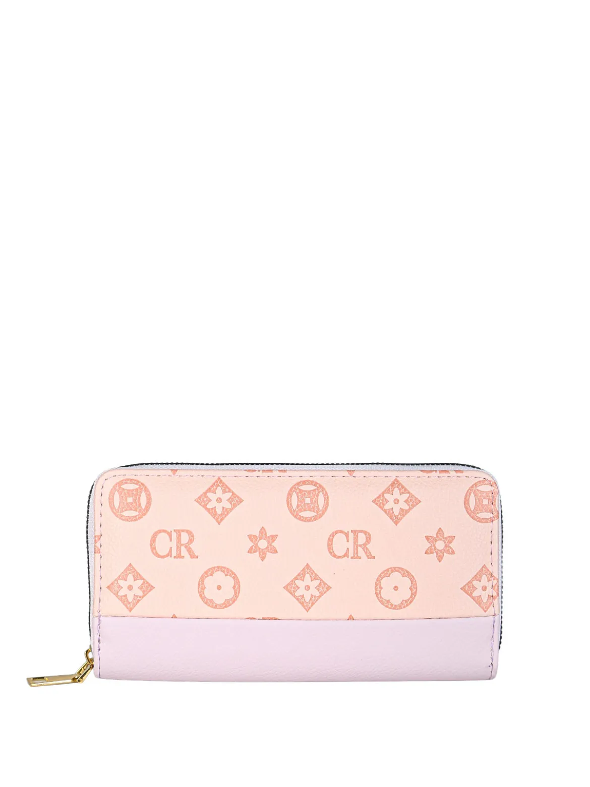 Solada Portafoglio donna con stampa monogramma e zip - rosa