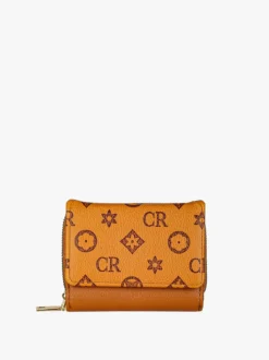 Solada Portafoglio mini da donna con stampa monogramma - cuoio