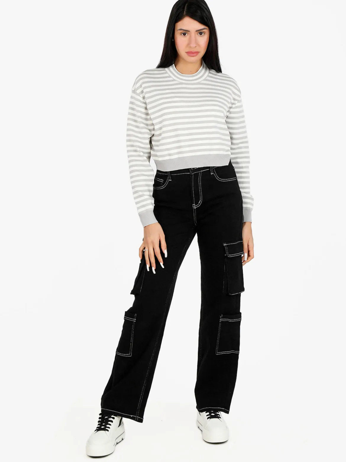 Solada Pullover cropped da donna a righe