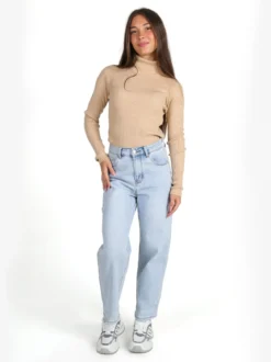 Solada Pullover dolcevita donna a costine - beige