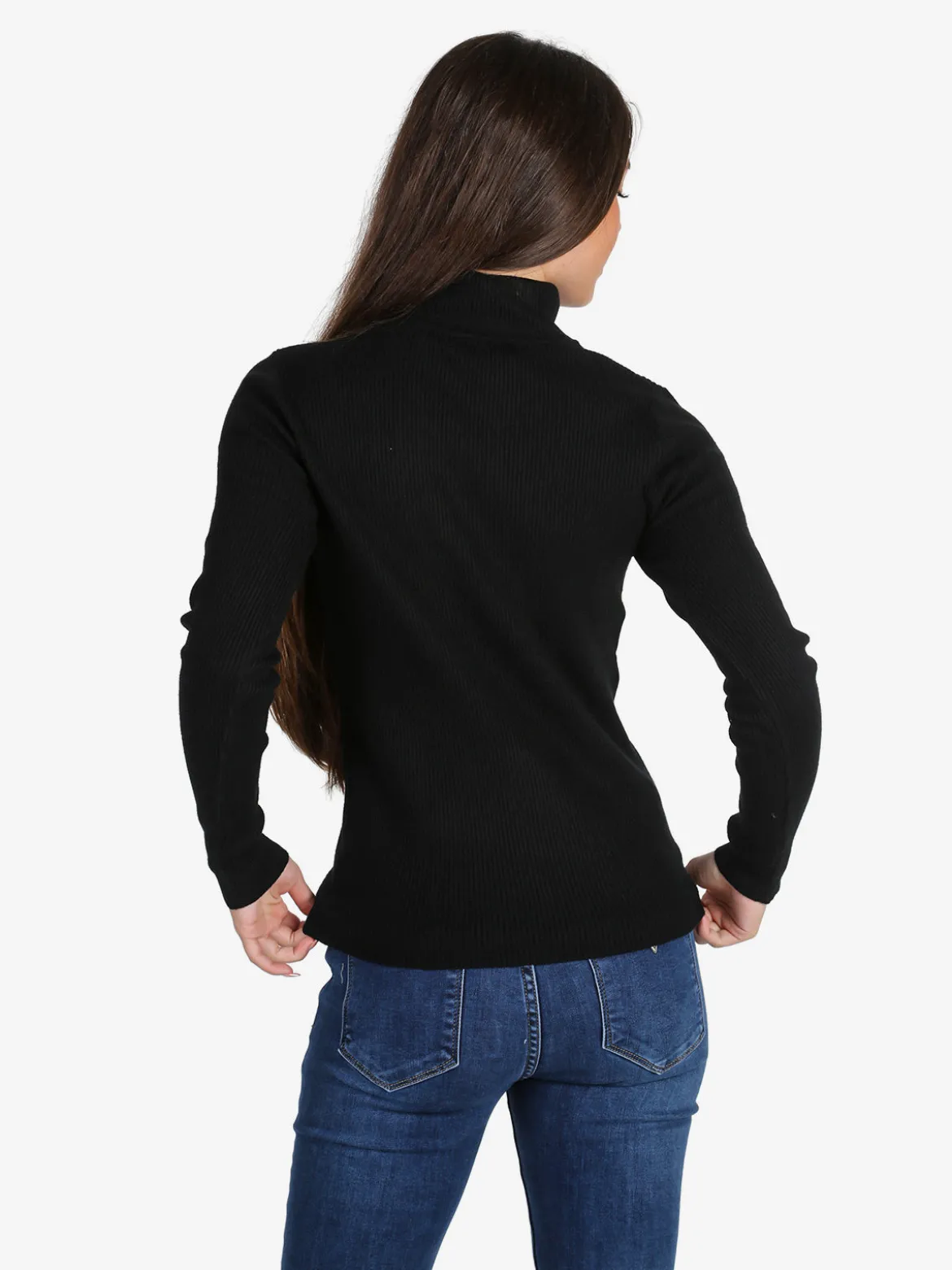 Solada Pullover dolcevita donna a costine - nero