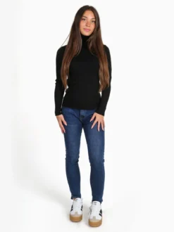 Solada Pullover dolcevita donna a costine - nero