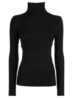 Solada Pullover dolcevita donna a costine - nero
