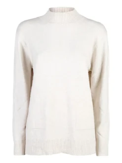 Solada Pullover donna accollato in maglia tinta unita - beige