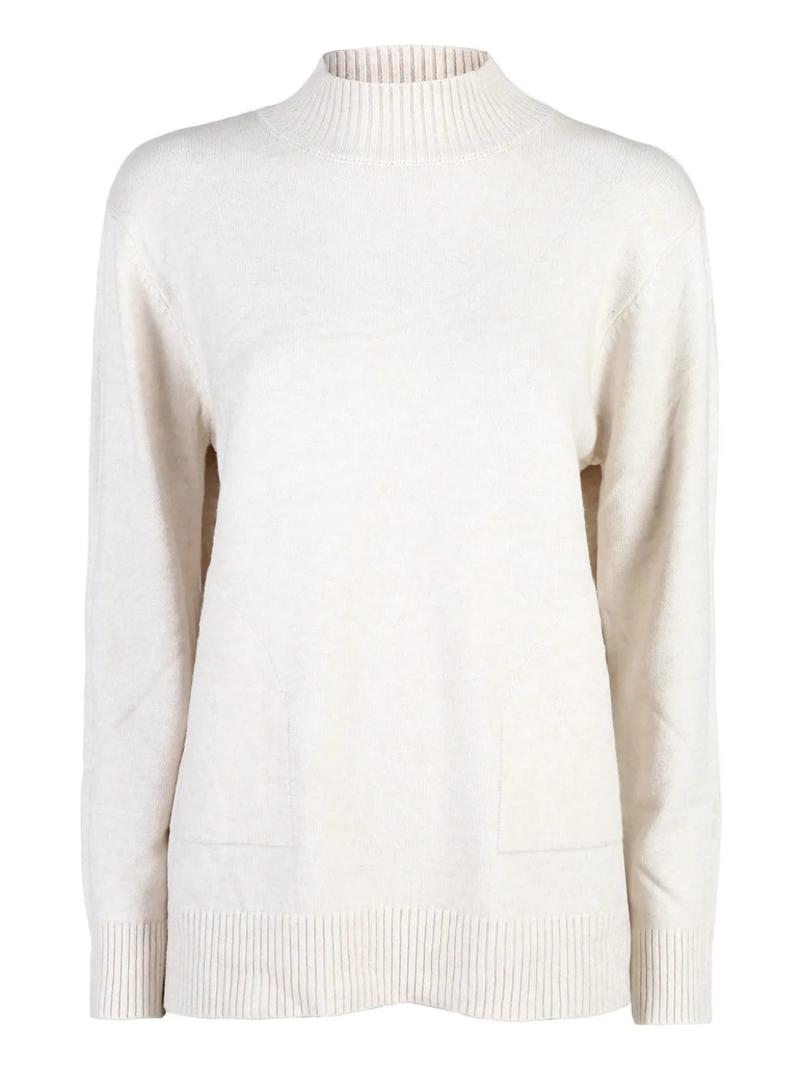 Solada Pullover donna accollato in maglia tinta unita - beige