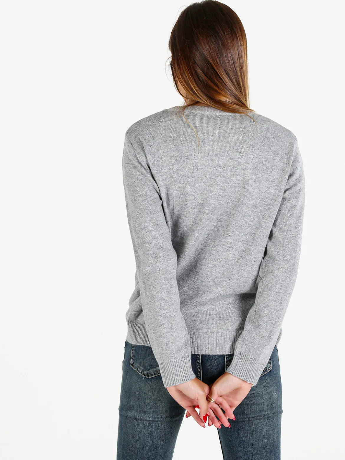 Solada Pullover donna girocollo in maglia - grigio