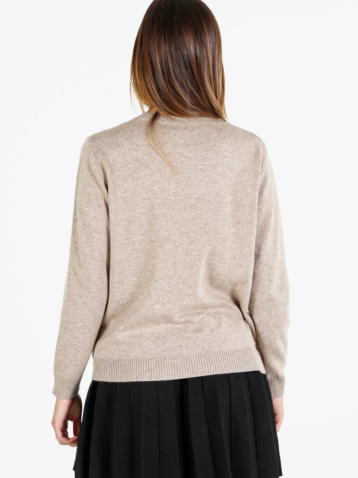 Solada Pullover donna girocollo in maglia - sabbia