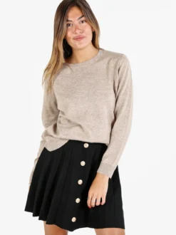Solada Pullover donna girocollo in maglia - sabbia