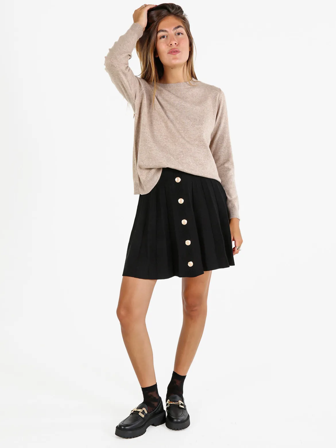 Solada Pullover donna girocollo in maglia - sabbia