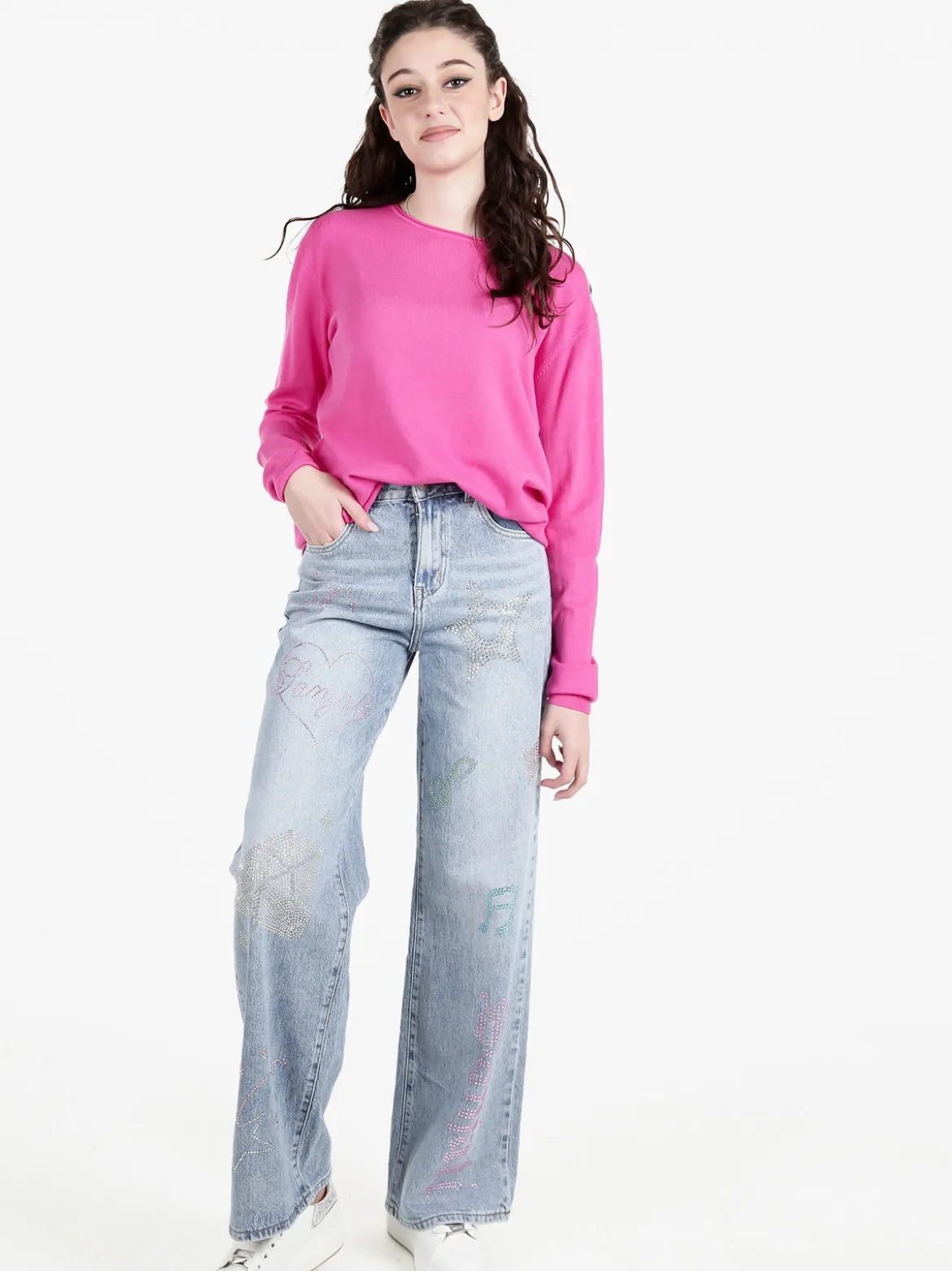 Solada Pullover donna girocollo in maglia tinta unita
