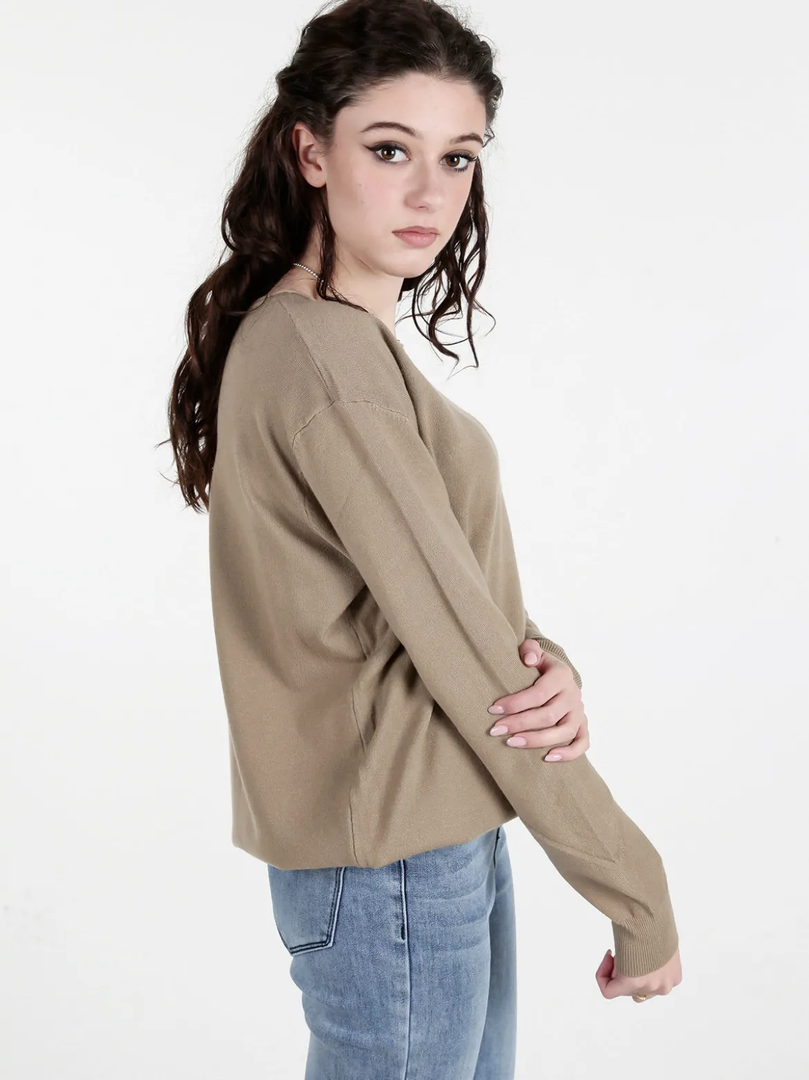 Solada Pullover donna girocollo in maglia tinta unita