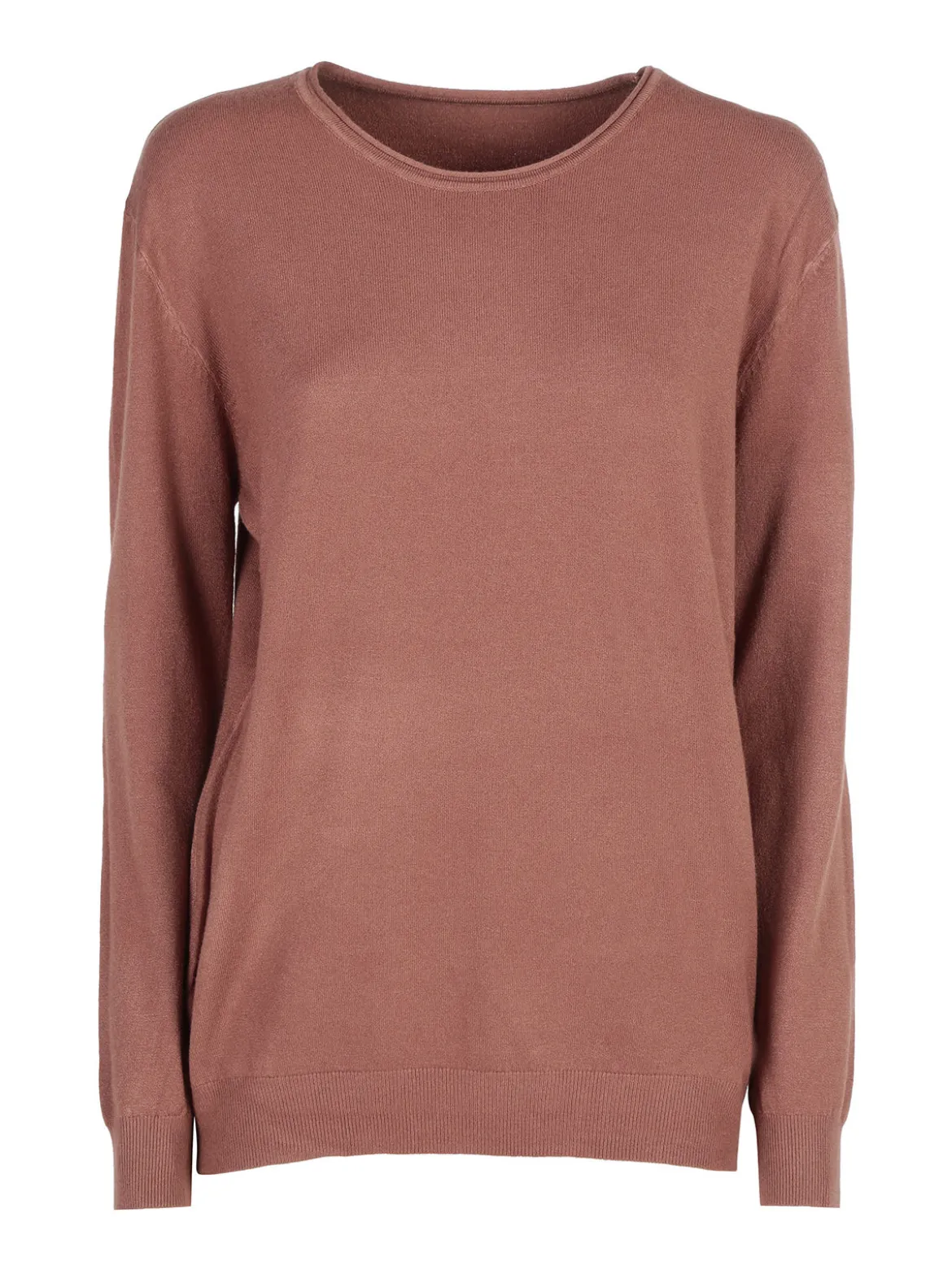 Solada Pullover donna girocollo in maglia tinta unita - cuoio
