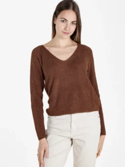 Solada Pullover donna in lurex con scollo a V