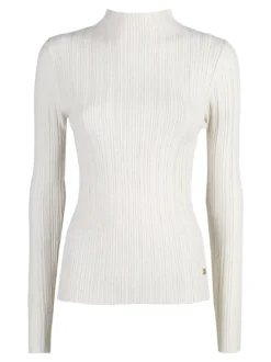 Solada Pullover donna in maglia con collo a lupetto - panna